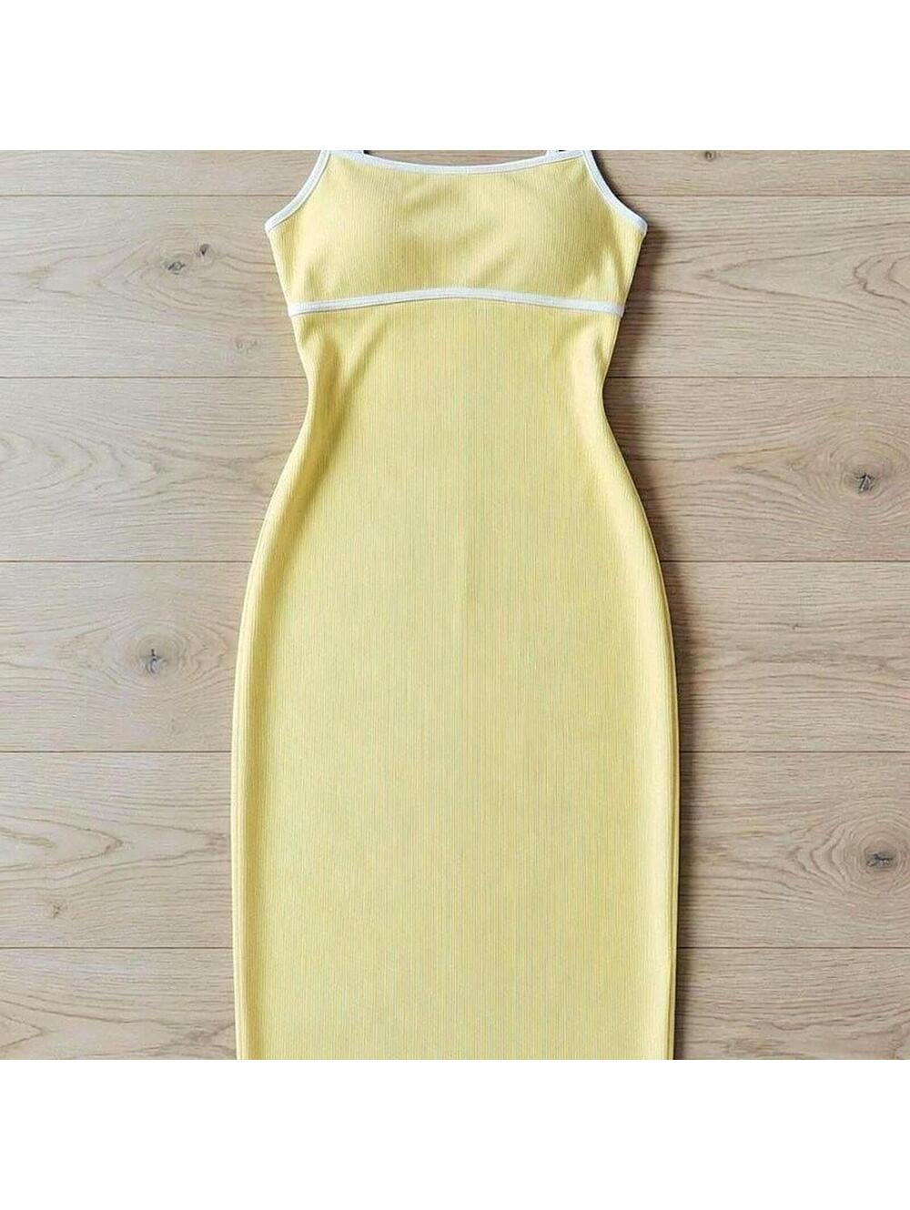 💛 Baddie Yellow Ribbed Midi Dress – Size S M L (NWT) 💛